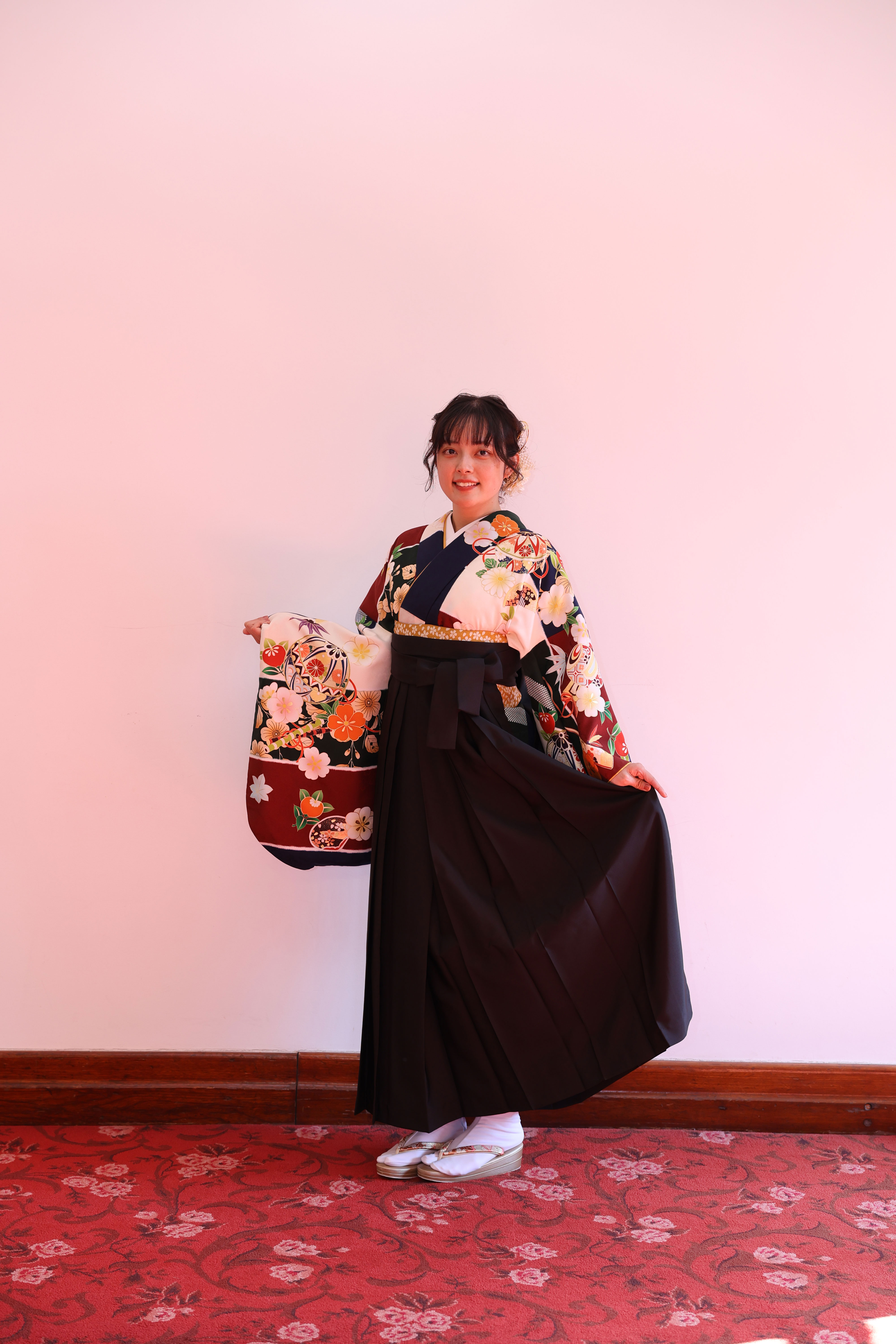 卒業式袴卒業袴コーデ袴コーディネート袴ヘア札幌フォトスタジオ前撮りヘアアレンジ編み下ろしヘア