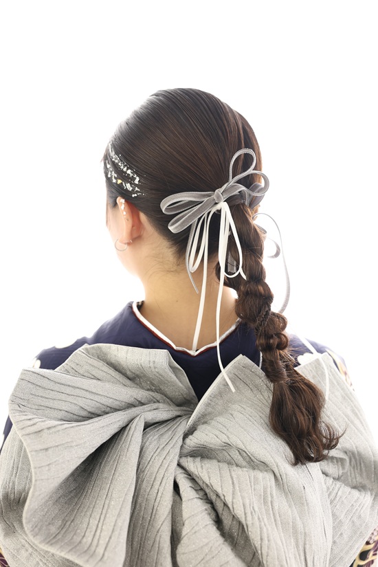 前撮り（振袖紺・リボン）