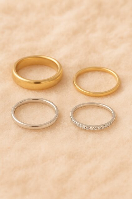 成人式アクセサリーリングの重ねづけ