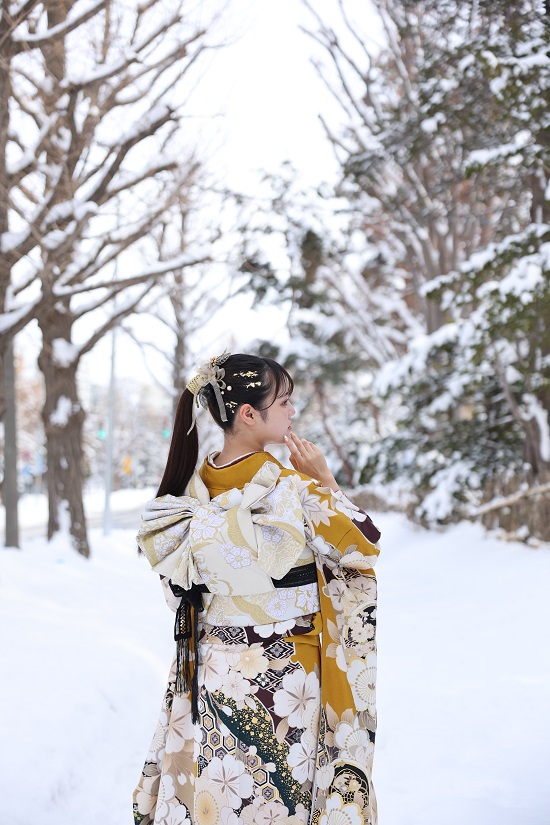 成人式振袖ロケーション撮影冬雪景色