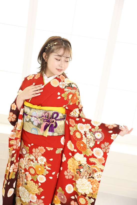 成人前撮り（振袖赤）