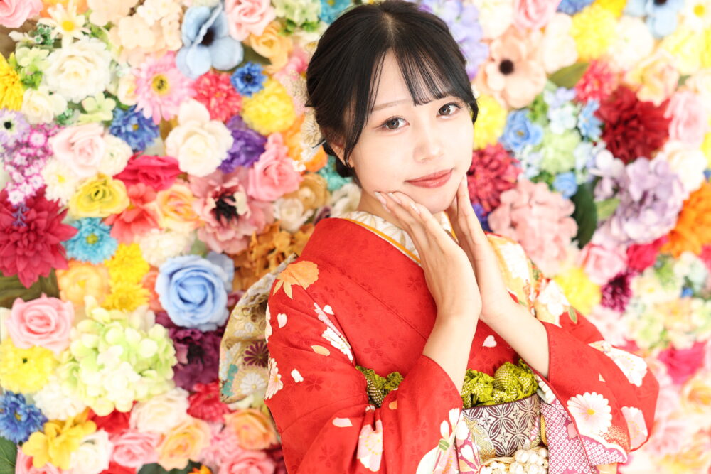 お花いっぱいのアイドル風写真