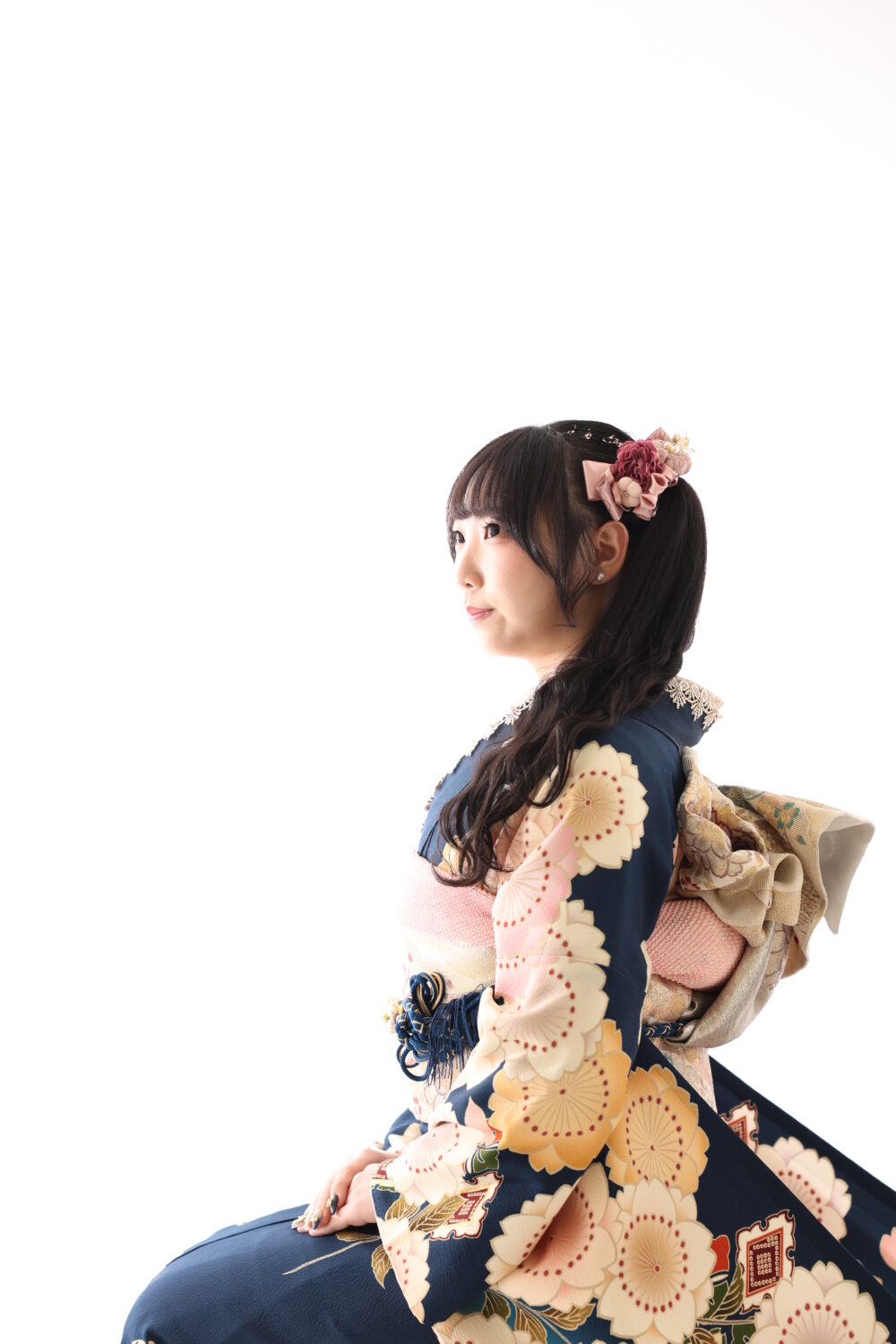 26年成人式のお嬢様、前撮り写真、サイドポニー