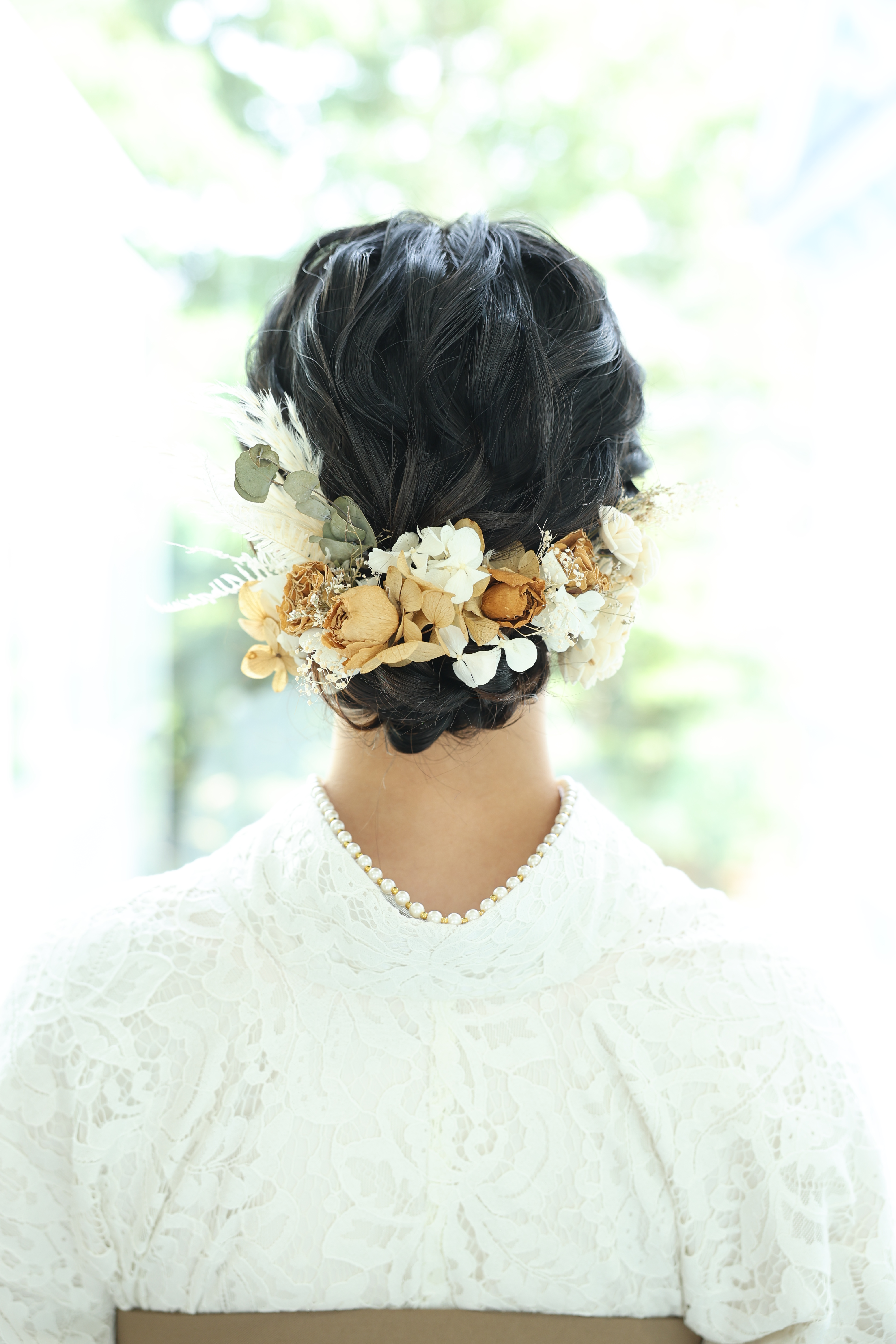 前撮り後撮りフォトスタジオ振袖ヘアシニヨンシニヨンヘアまとめ髪ドライフラワー成人成人式