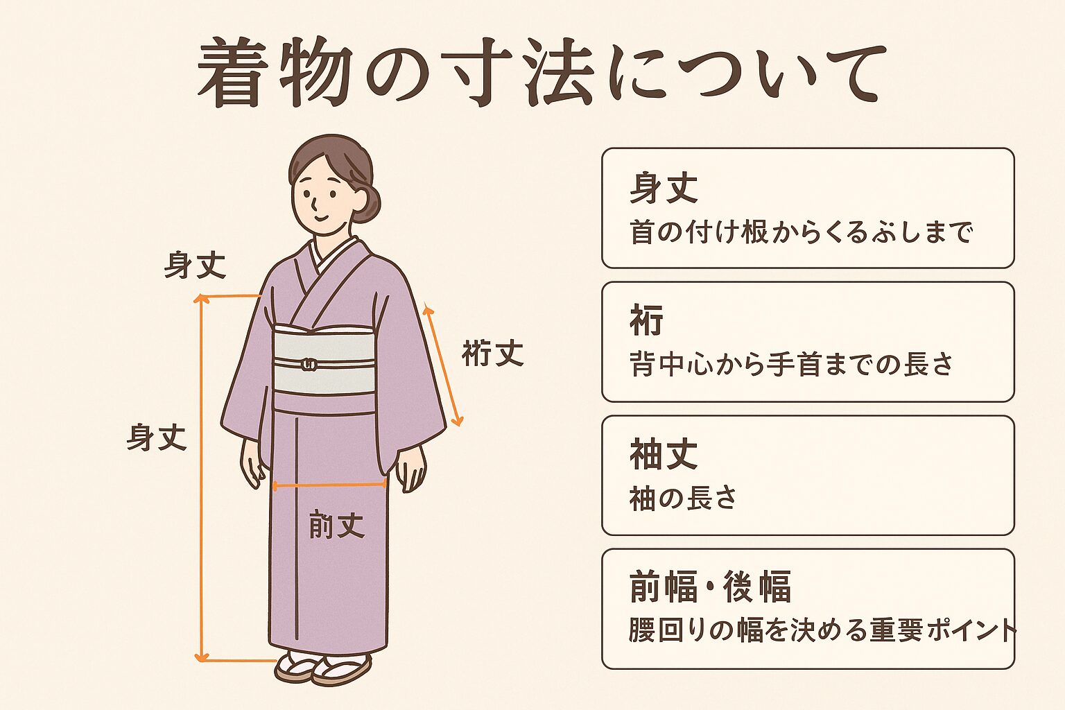 ◾️ 着物の寸法 着崩れしやすい箇所について 公式通販 美どり和裁 