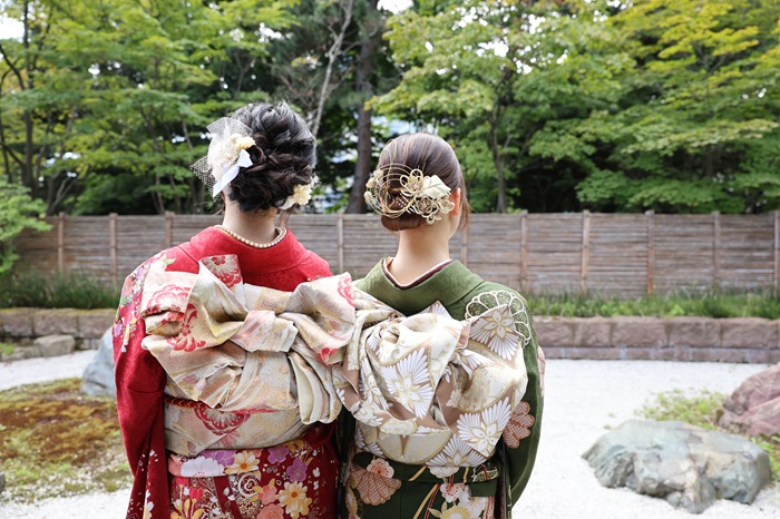 20262027年度成人式振袖コーディネート袋帯結びアレンジ花文庫姉妹写真振袖ヘア