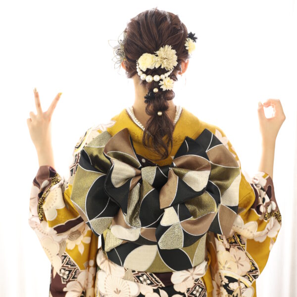 20262027年度成人式振袖コーディネート袋帯結びアレンジ花文庫振袖ヘア