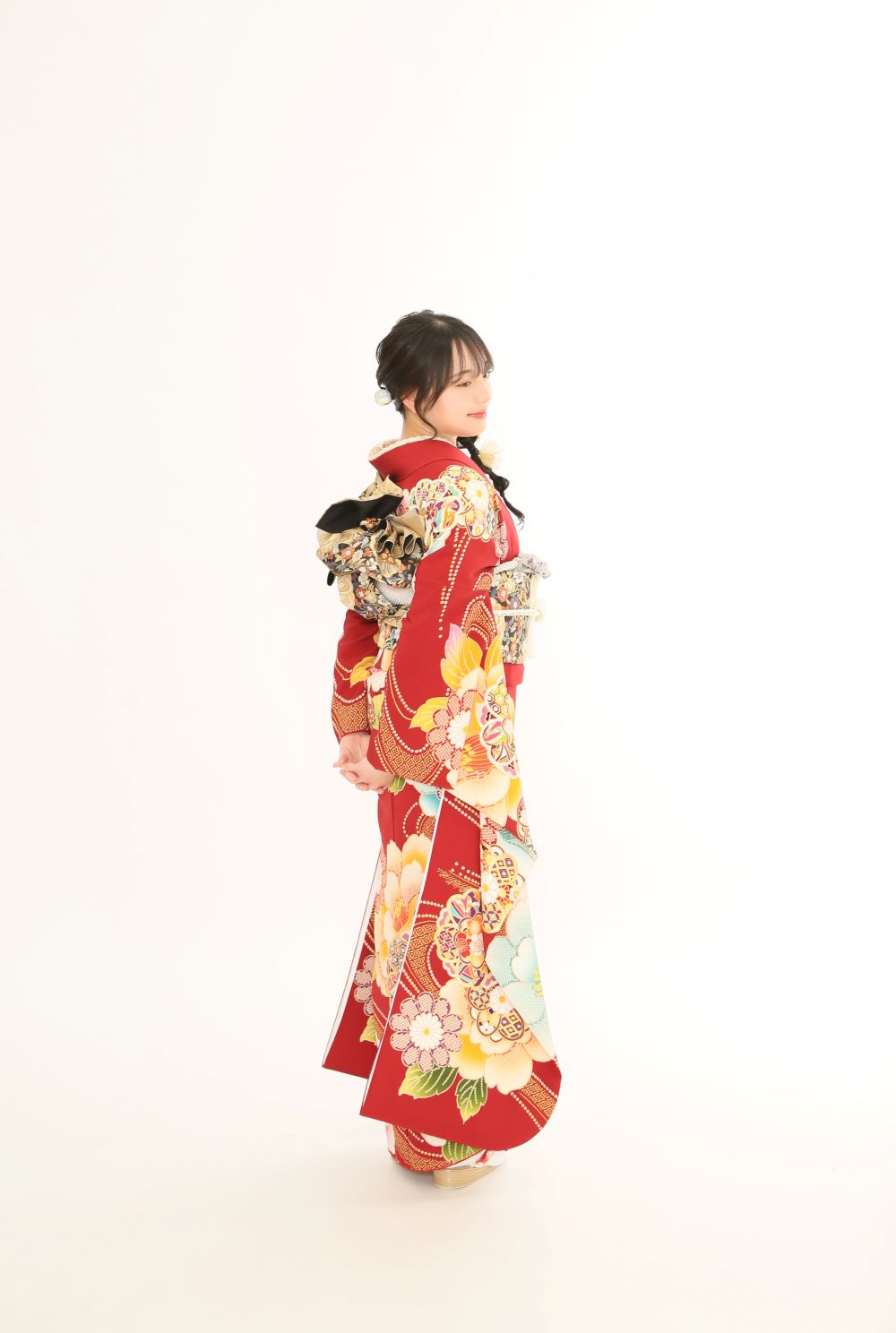 成人式振袖前撮り後姿
