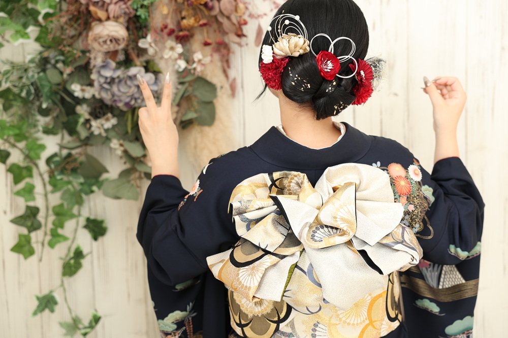 リボンヘアスタイル　金箔