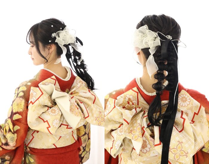 202620272028成人式振袖ふりそでママ振り髪型ヘアスタイル集こだわり指示書美容師伝え方イメージ共有前から見ても可愛いかっこいい編み下ろしあみおろしふわふわやわらかいリボンパール黒髪