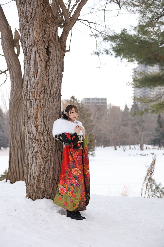 冬のロケーション撮影(振袖赤)