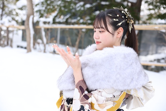 冬のロケーション撮影(振袖からし)