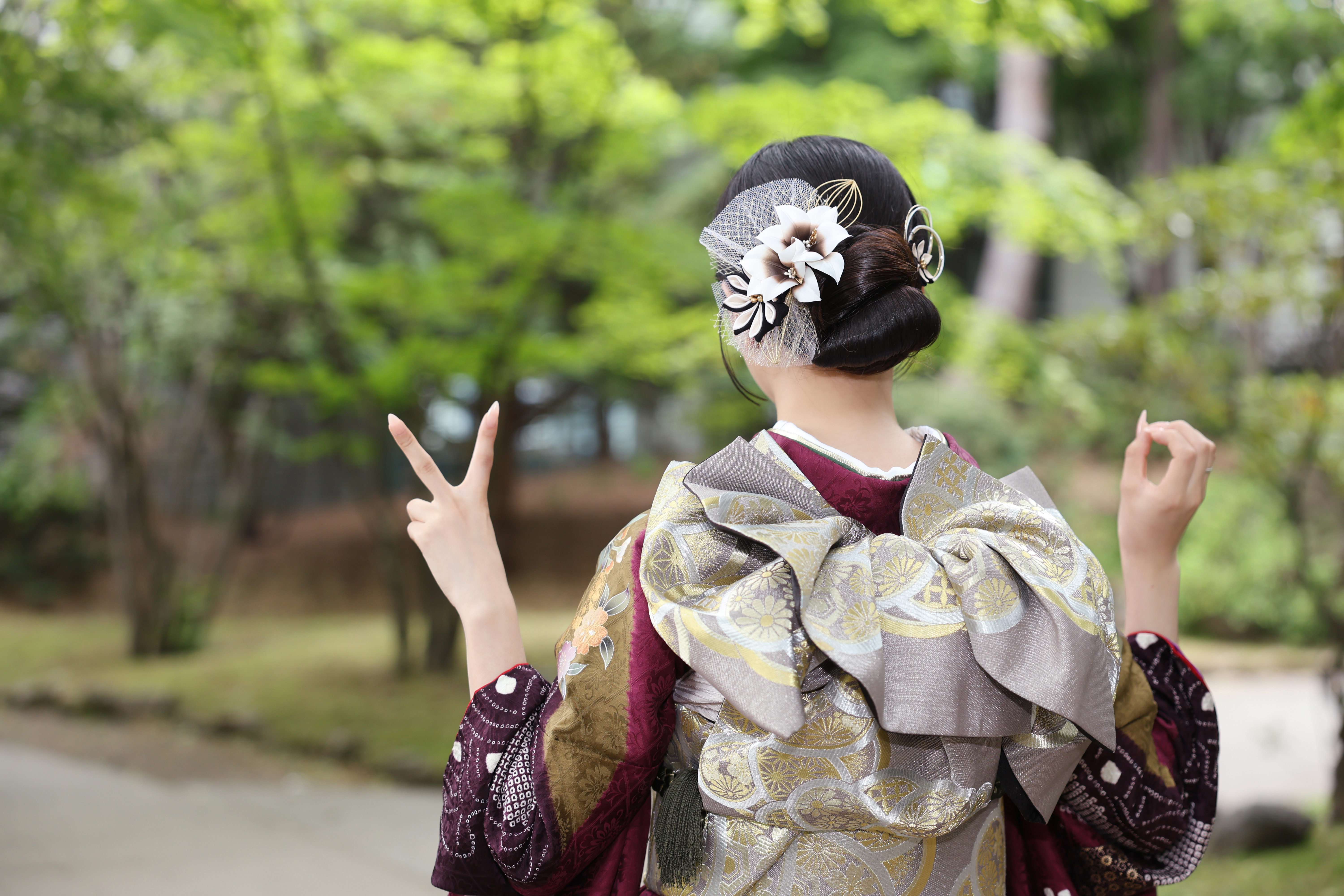 成人式成人20歳二十歳振袖ママ振姉振前撮り前撮りヘア成人式ヘアタイトヘアタイトシニヨン帯結びフォトスタジオ札幌フォトスタジオ