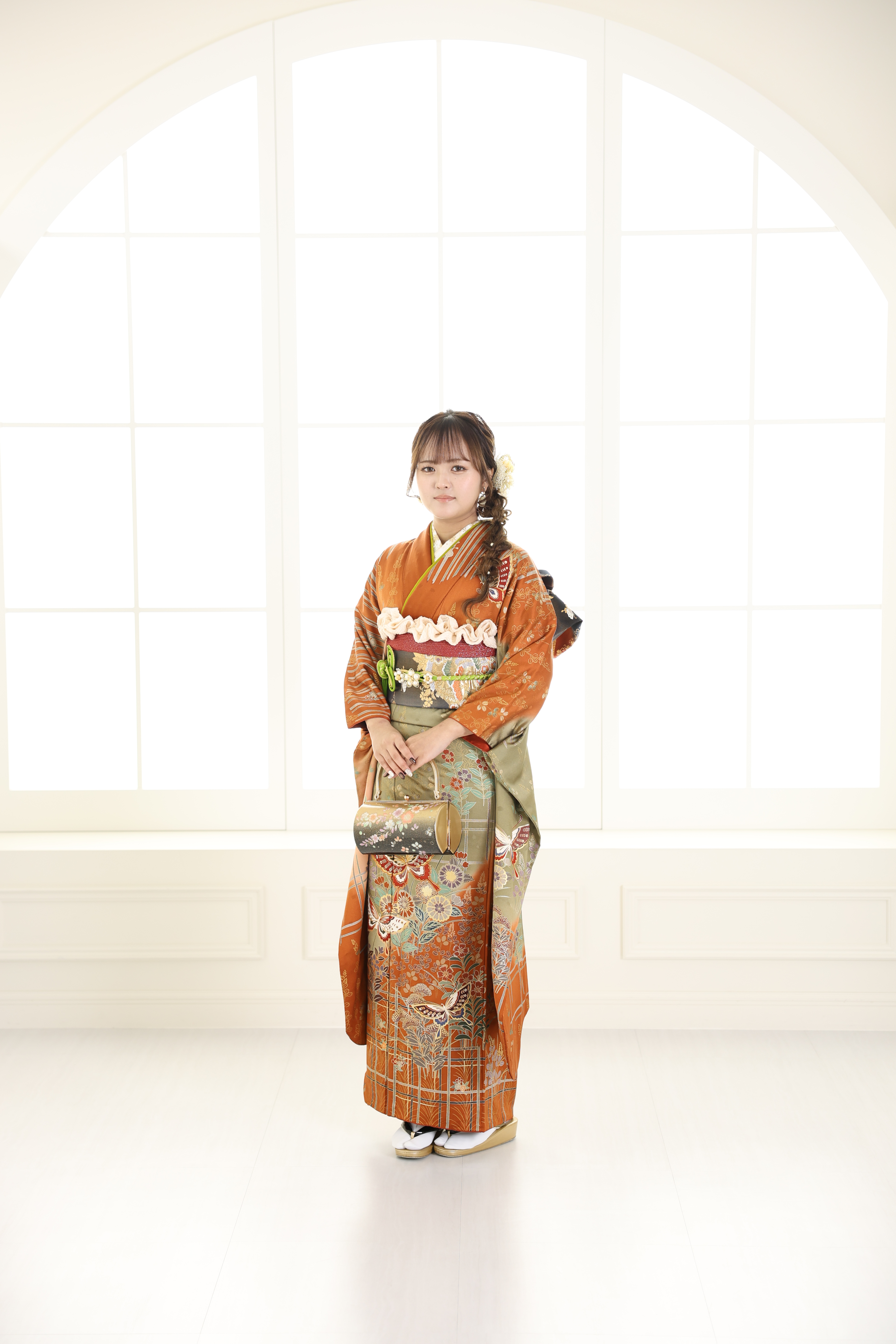 成人式成人20歳二十歳振袖ママ振姉振前撮り前撮りヘア成人式ヘア編み下ろし帯結びフォトスタジオ札幌フォトスタジオ