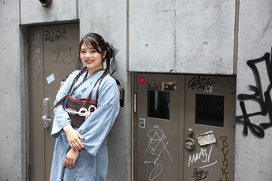 帯締め
デニム振袖
狸小路撮影
振袖