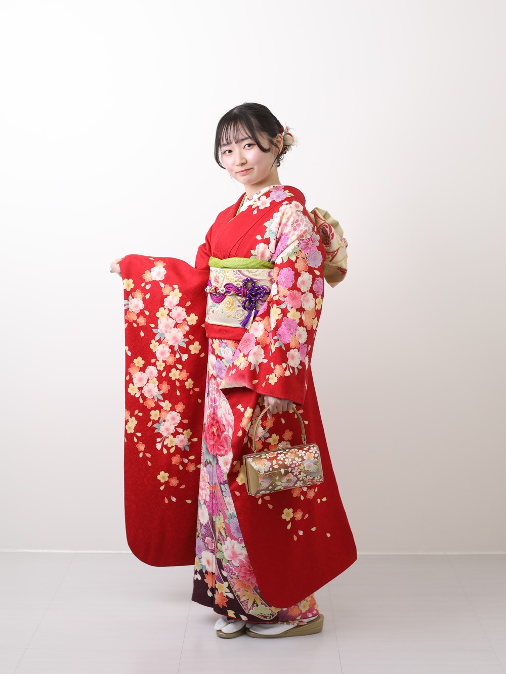 成人式振袖赤王道古典スタイル