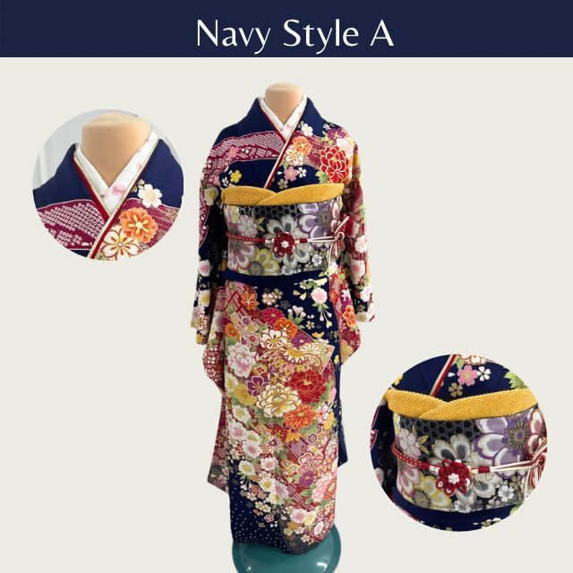 紺振袖コーデ