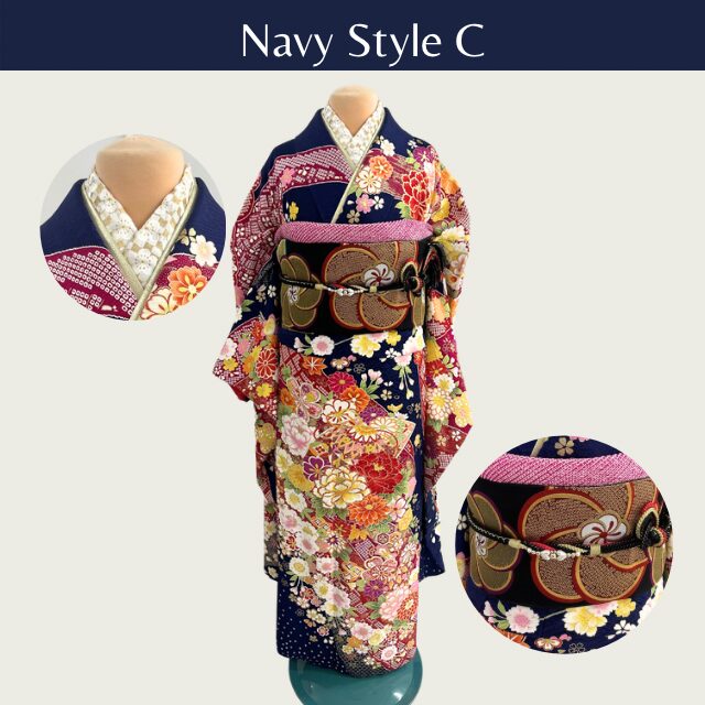 紺振袖コーデ