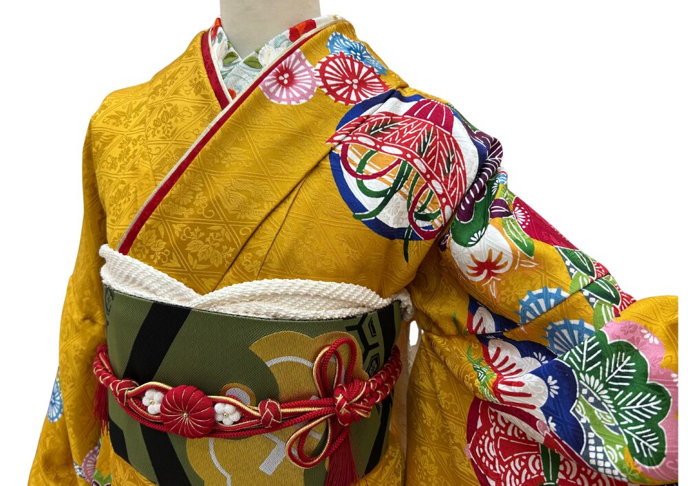 半身 カラシ色 コーディネート
紅型風