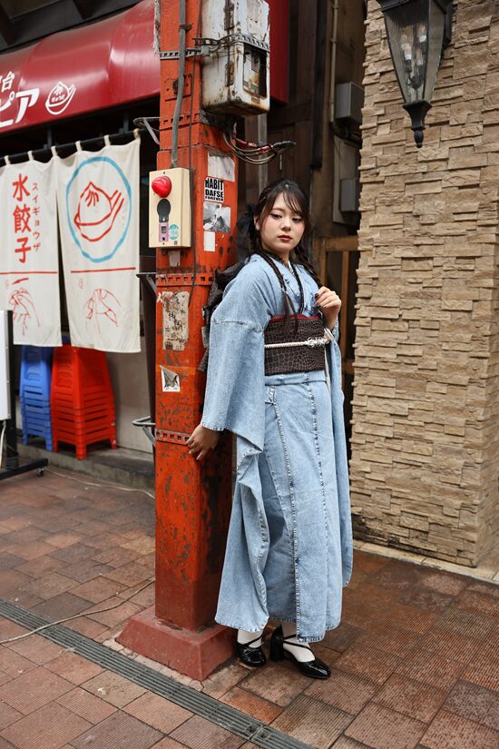 デニム振袖
振袖パンプス
ツインカチモリ