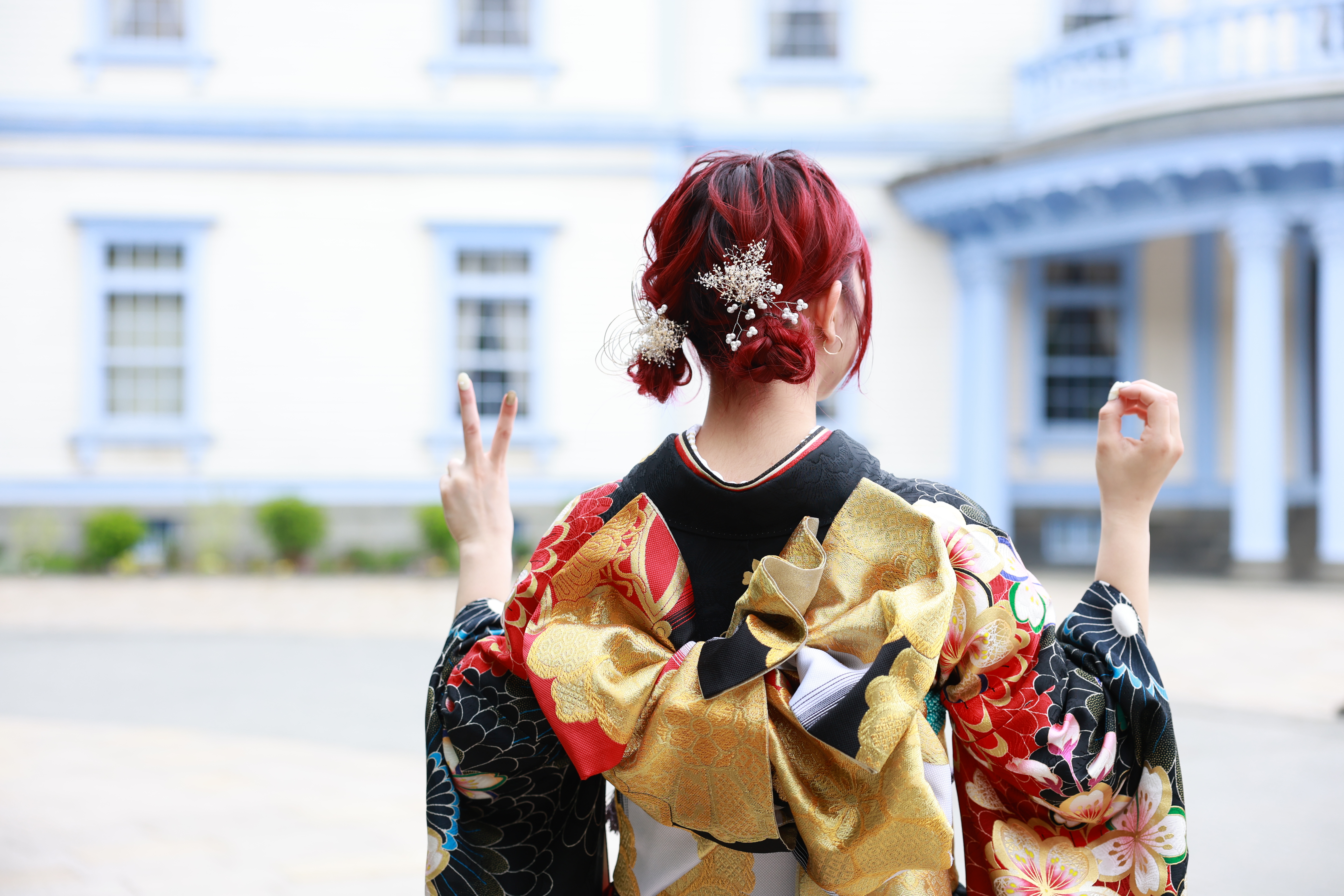 成人式成人式ヘア振袖ヘアヘアアレンジ前撮り前撮りヘア後撮りフォトスタジオツインツインヘアお団子ヘア可愛い前から見ても可愛い