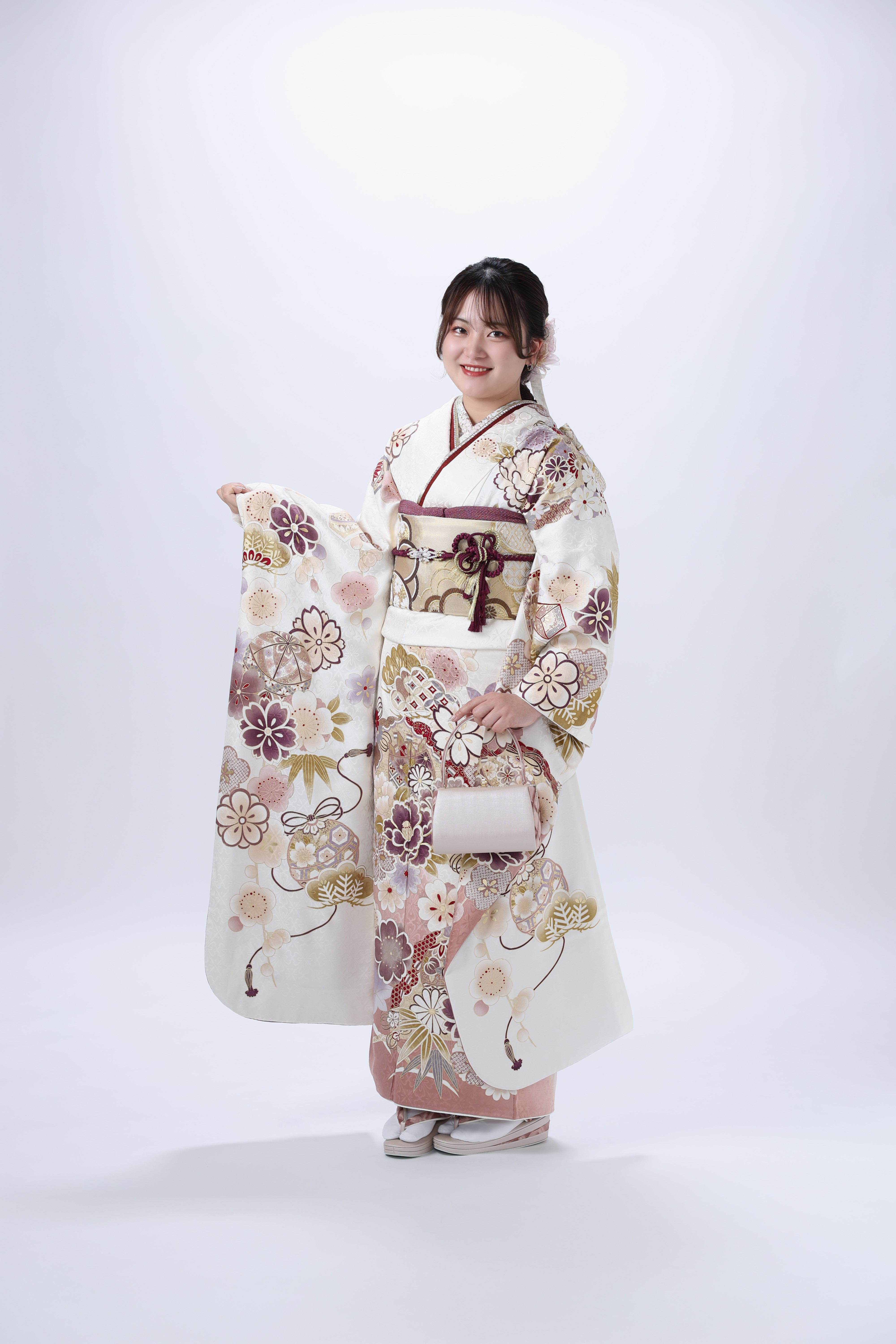 振袖白、ピンク