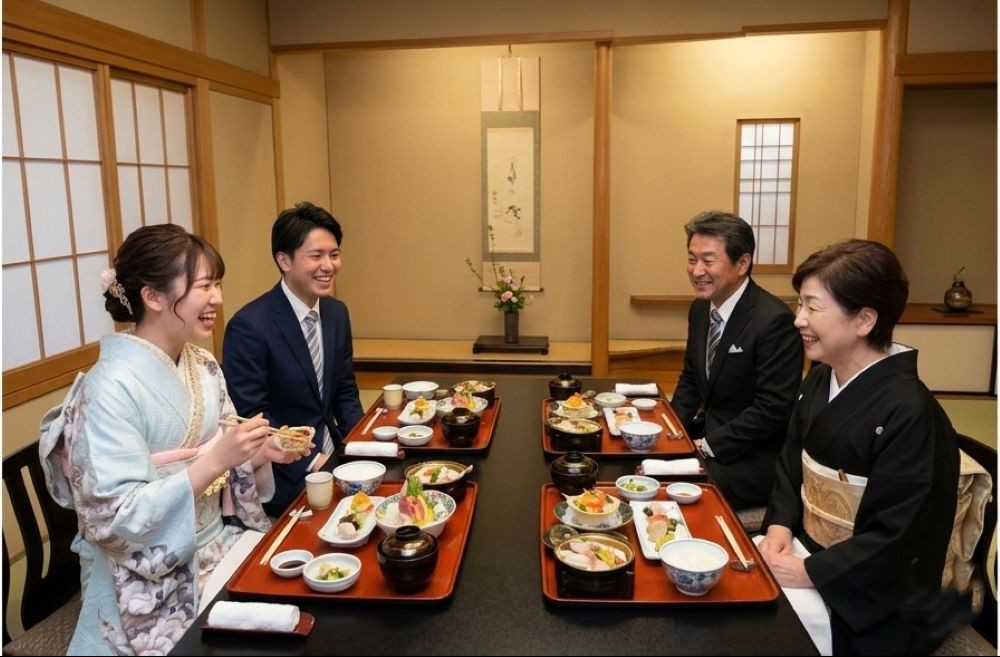 家族で祝う二十歳の祝い家族で食事
