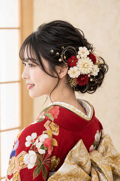 2027年、2028年、2029年のご成人のお嬢様へ向けた、髪飾り・振袖ヘアアレンジの参考画像