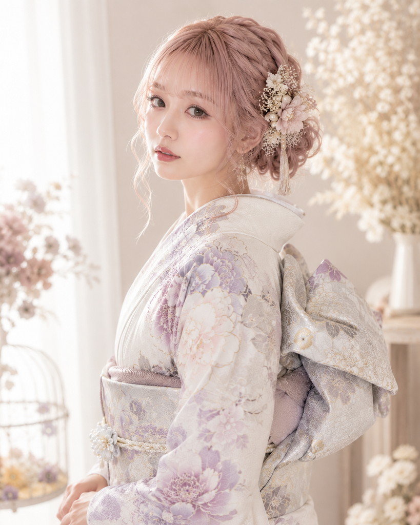 20272829成人式当日前撮り髪型ヘアスタイルカラー髪色ハイトーン金髪ブロンドシルバーピンクオレンジテラコッタ美容室振袖古典合う相性可愛い綺麗個性的赤紺緑黒茶くすみ白銀シルバーゴールド金グレー