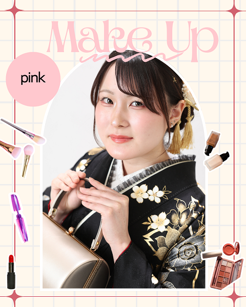 可愛らしい印象になるピンクメイク。